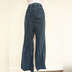 High-Waisted Blue Corduroy Pants